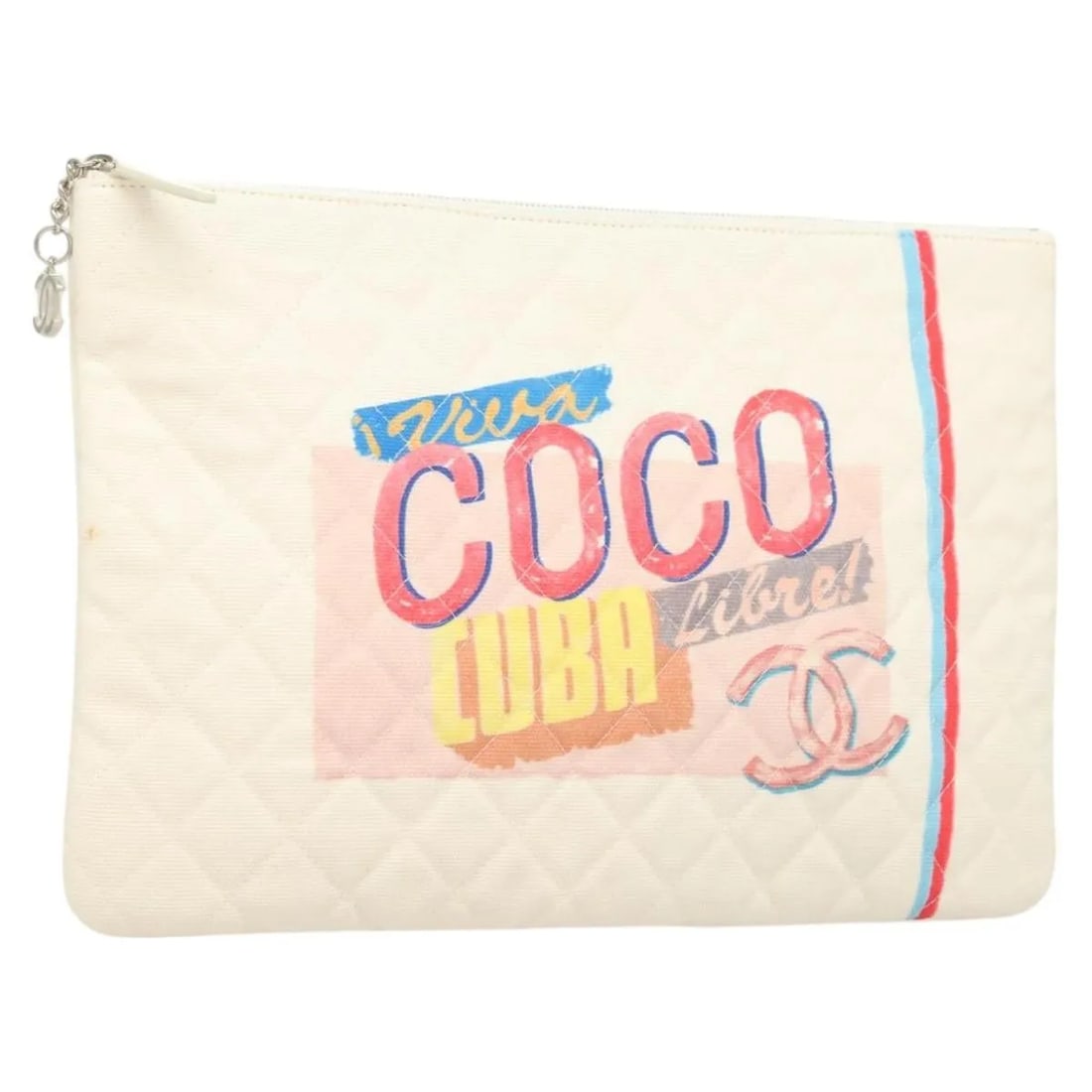 Coco Cuba White Quilted Canvas Pouch by Chanel (1 of 18)