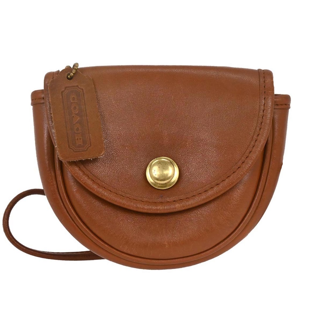 Coach A4C-9826 small brown leather shoulder bag with charm (1 of 10)