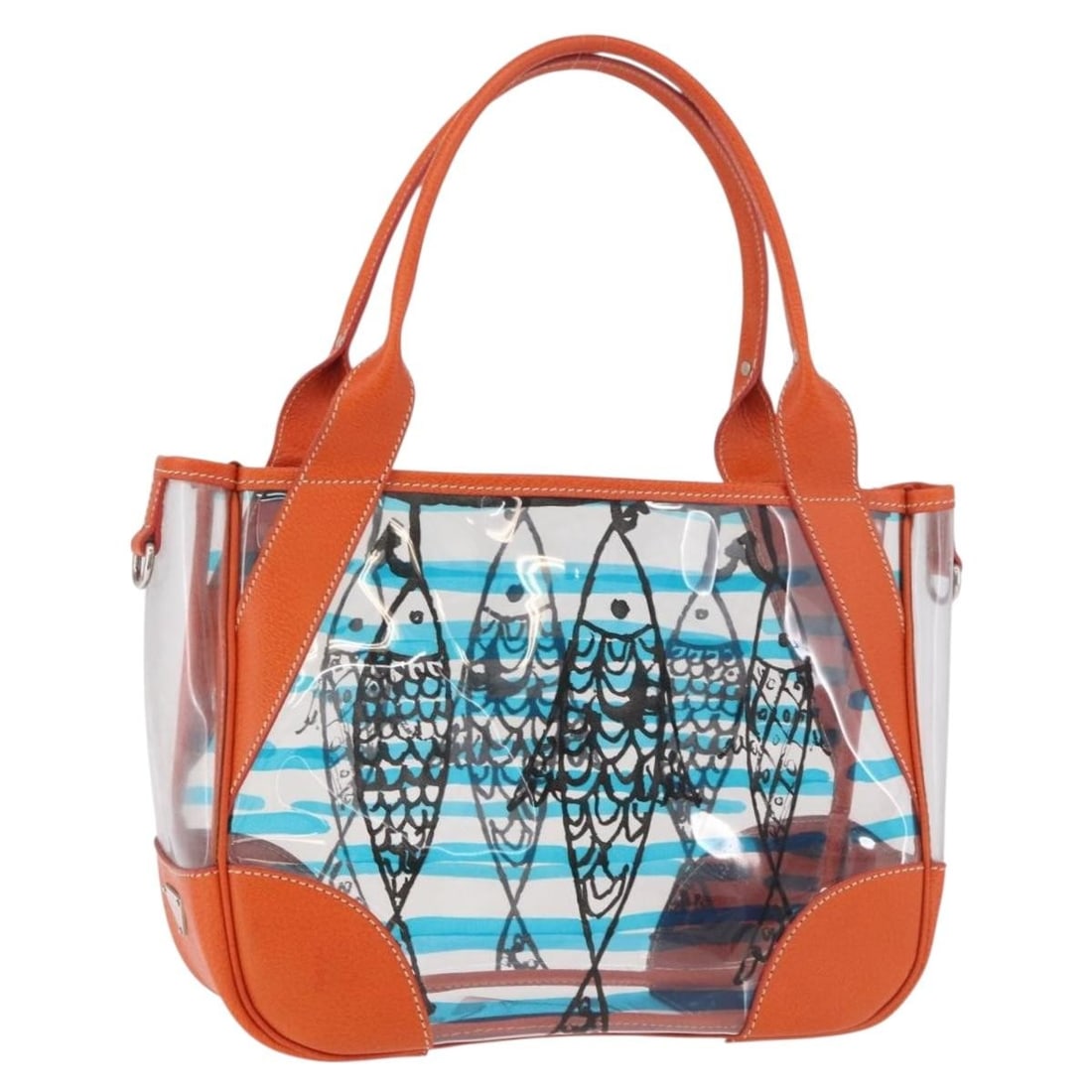 PRADA Vinyl Handbag in Orange and Silver Made in Italy