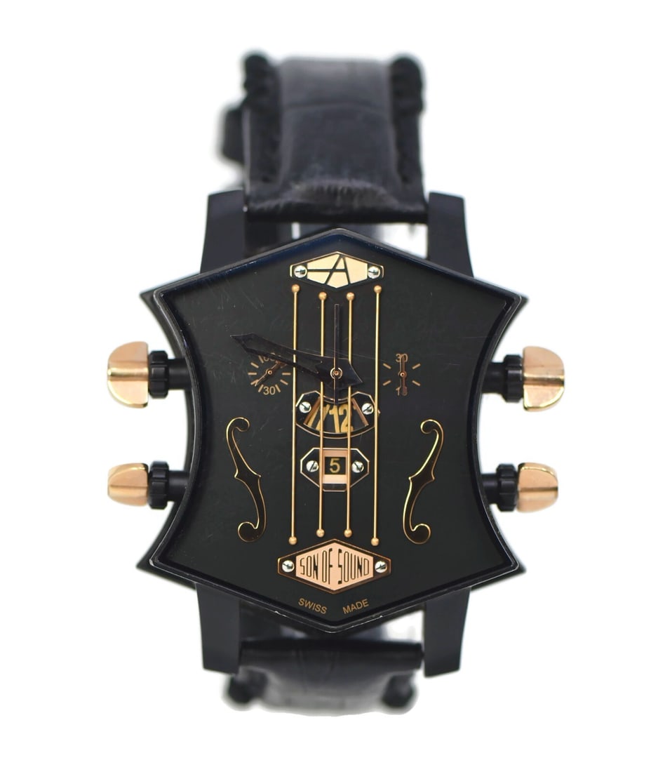 Artya Son Of Sound Mechanical Watch Black Leather Band 45x50mm