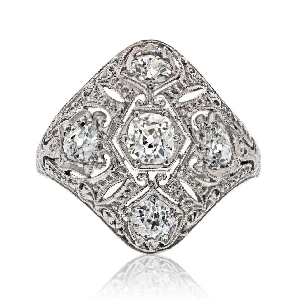 Platinum 2.50cttw Diamond Art Deco Estate Ring