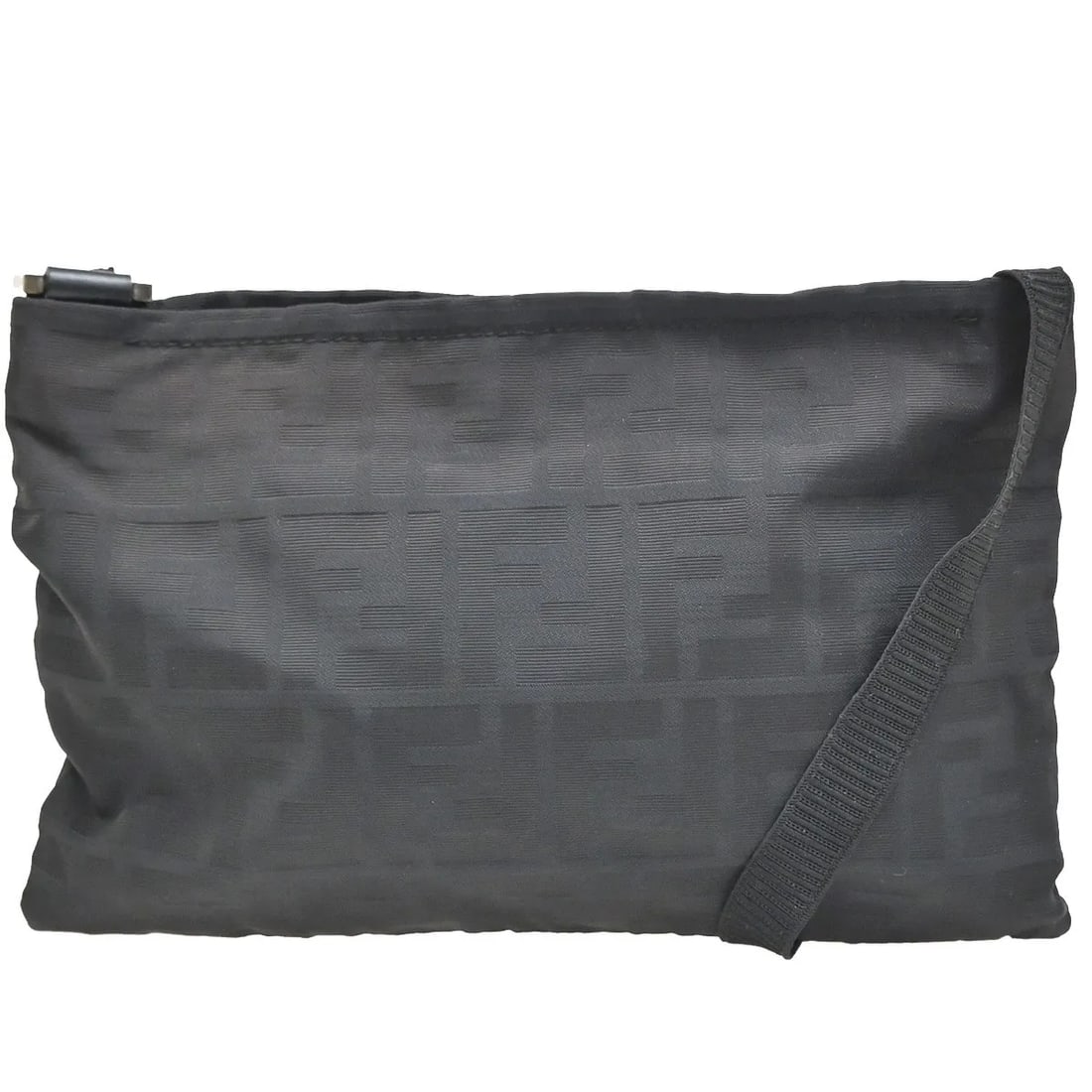 Fendi Logo Zucca black canvas bag 25cm x 17cm: Fendi Logo Zucca black canvas bag 25cm x 17cm Fendi Logo Zucca in black canvas, made in Italy. The item is described as being in very good condition, with canvas discoloration noted on the exterior. S