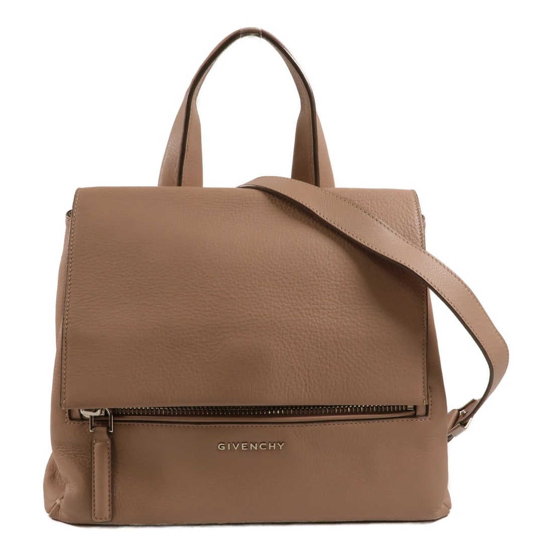 Givenchy Pandora Pure 2Way Shoulder Bag Pink Calfskin BB05210025: Givenchy Pandora Pure 2Way Shoulder Bag Pink Calfskin BB05210025 This Givenchy Pandora Pure 2-way shoulder bag is crafted from calfskin (cowhide) leather in pink. It features a flap closure, an outsid