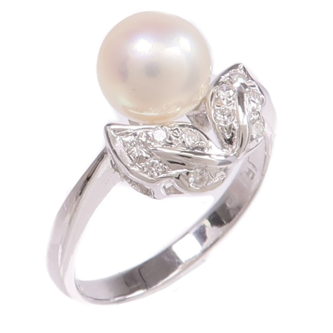 18K White Gold Pearl Diamond Ring Size 5 for Women (1 of 8)