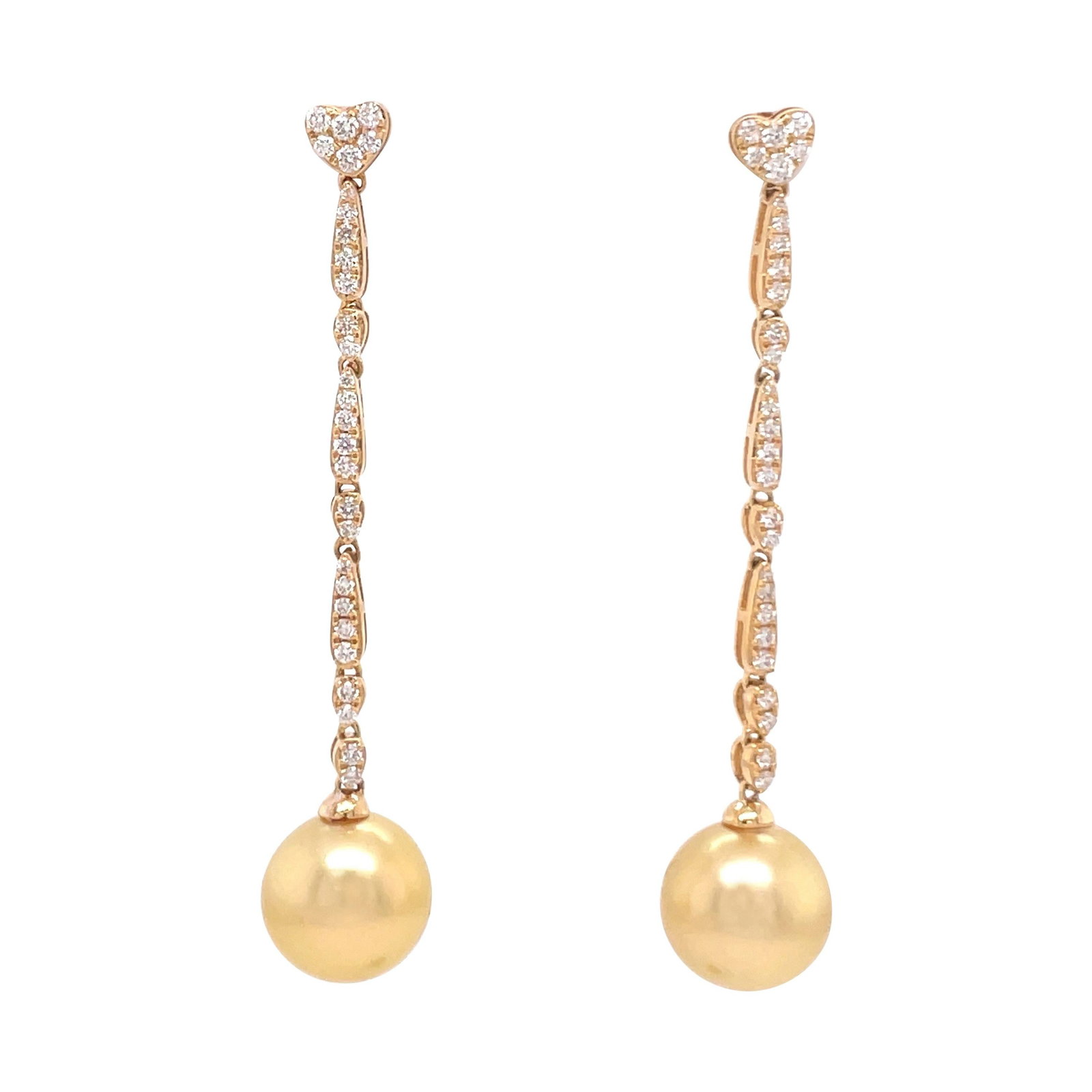 Harbor Diamonds 18k Gold Diamond Dangle Earrings with Golden Pearls