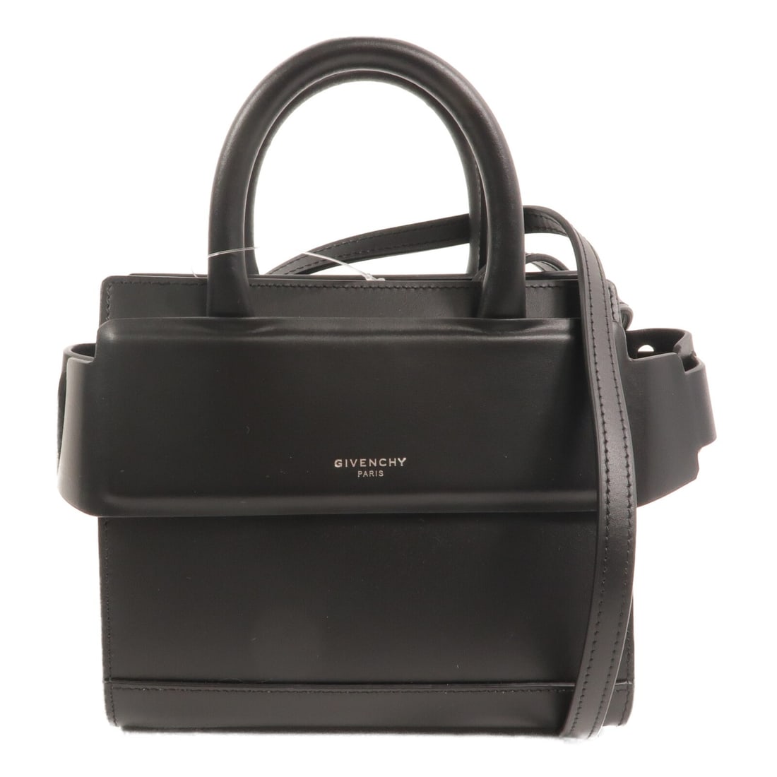 Givenchy Mini Horizon Calfskin 2 Way Shoulder Bag Black: Givenchy Mini Horizon Calfskin 2 Way Shoulder Bag Black Mini Horizon 2 Way Shoulder Bag by Givenchy in black calfskin leather. This bag features a two-way design with a shoulder strap, interior open p