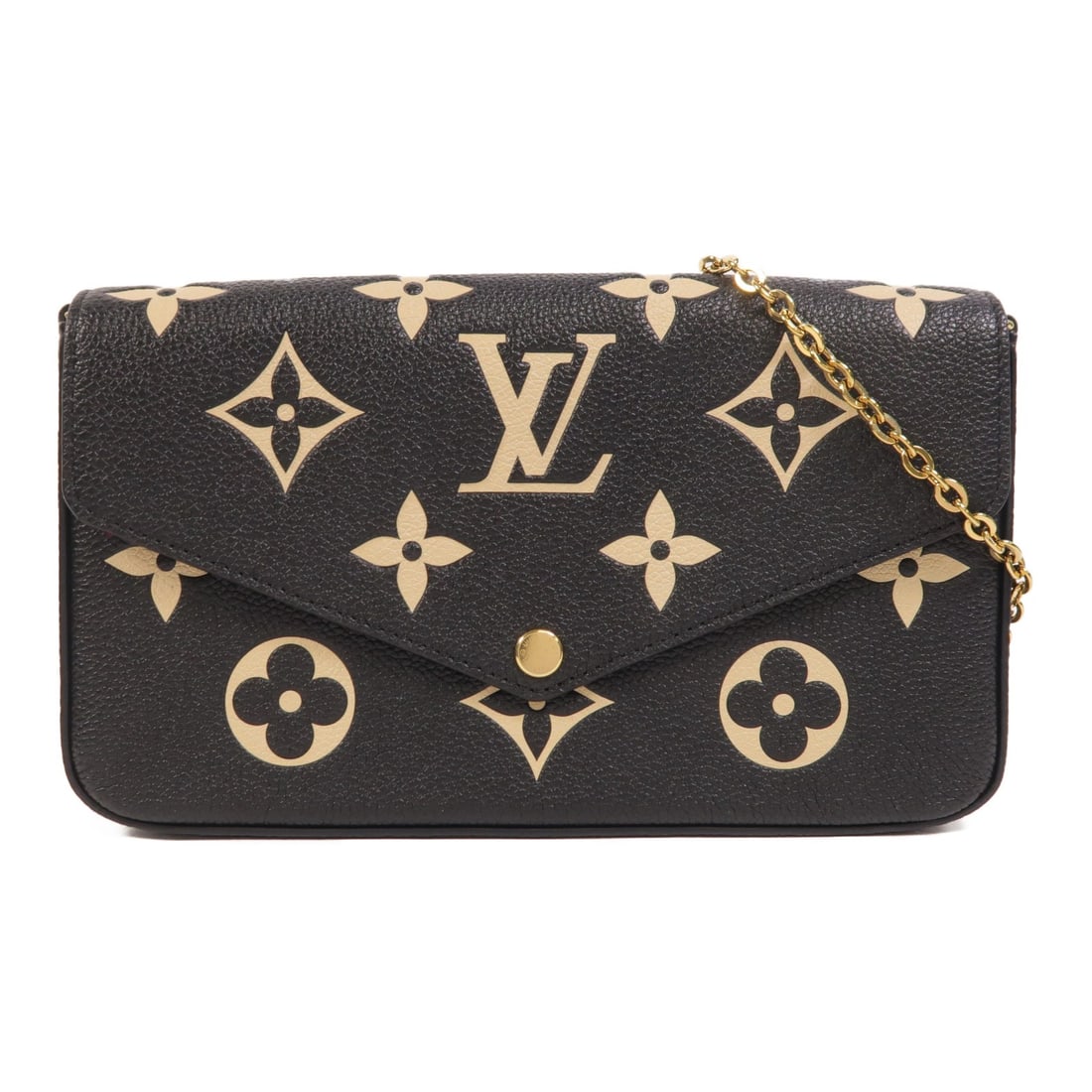 Louis Vuitton Felicie Pochette Monogram Shoulder Bag Black GHW M81896: Louis Vuitton Felicie Pochette Monogram Shoulder Bag Black GHW M81896 A Louis Vuitton Felicie Pochette chain shoulder bag in black Monogram PVC coated canvas. This women's shoulder bag features a chai
