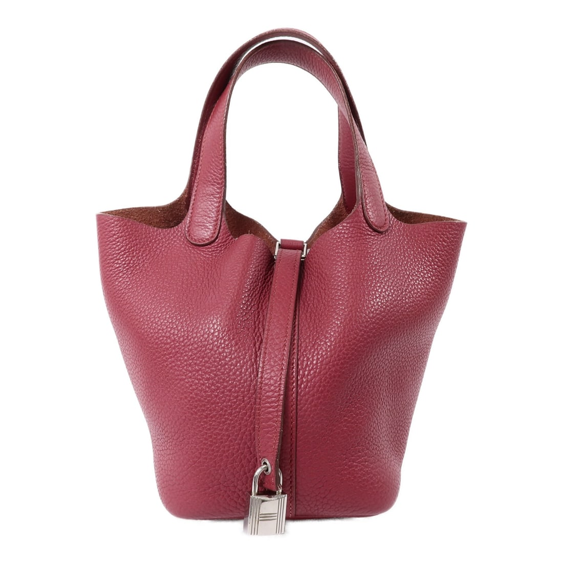 Hermes Picotin PM Taurillon Clemence Red Tote Bag PHW: Hermes Picotin PM Taurillon Clemence Red Tote Bag PHW Hermes Picotin PM tote bag in Taurillon Clemence and calfskin (cowhide), presented in a ruby/red color. Made in France, this women's regular-size 