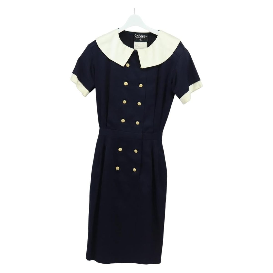 CHANEL Navy Cotton Belted Shirt Dress France (1 of 16)