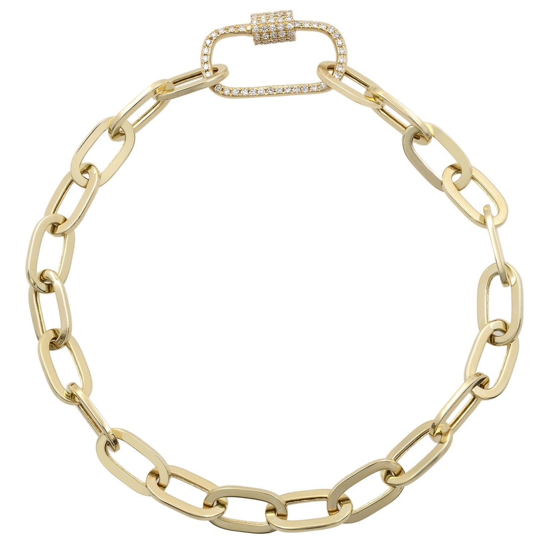 Rachel Koen 14K Yellow Gold Diamond Paper Clip Bracelet 0.23ctw 7 Inches