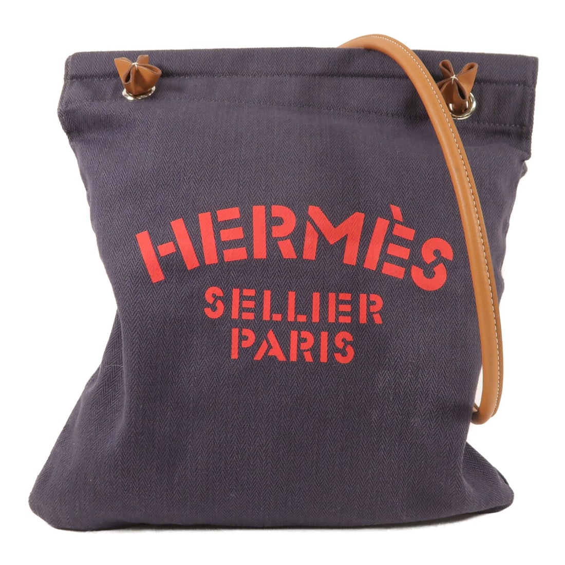 Hermes Aline Canvas Swift Leather Tote Bleu Indigo PHW