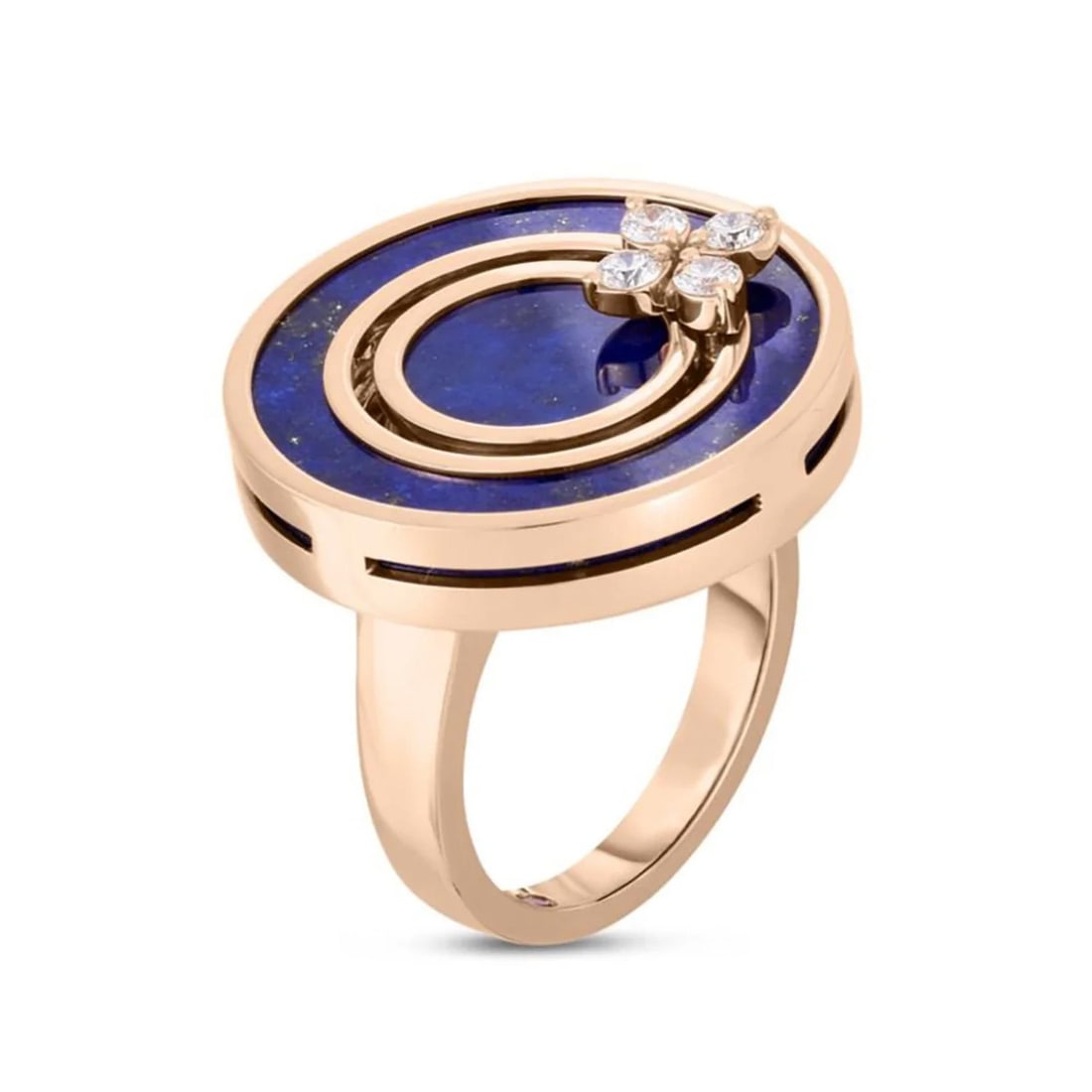 Roberto Coin Love in Verona 18k Rose Gold Diamond Lapis Ring Size 6.5: Roberto Coin Love in Verona 18k Rose Gold Diamond Lapis Ring Size 6.5 This Roberto Coin Love In Verona ring features an elegant cocktail design crafted in 18k rose gold. The ring is highlighted by a c
