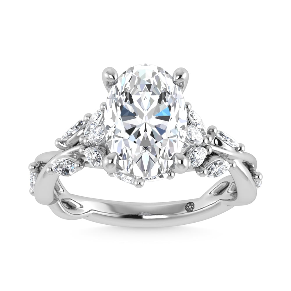 14K White Gold Lab Grown Diamond 3 1/2 Ct.Tw. Marquise and Oval Engagement Ring (IGI Certified