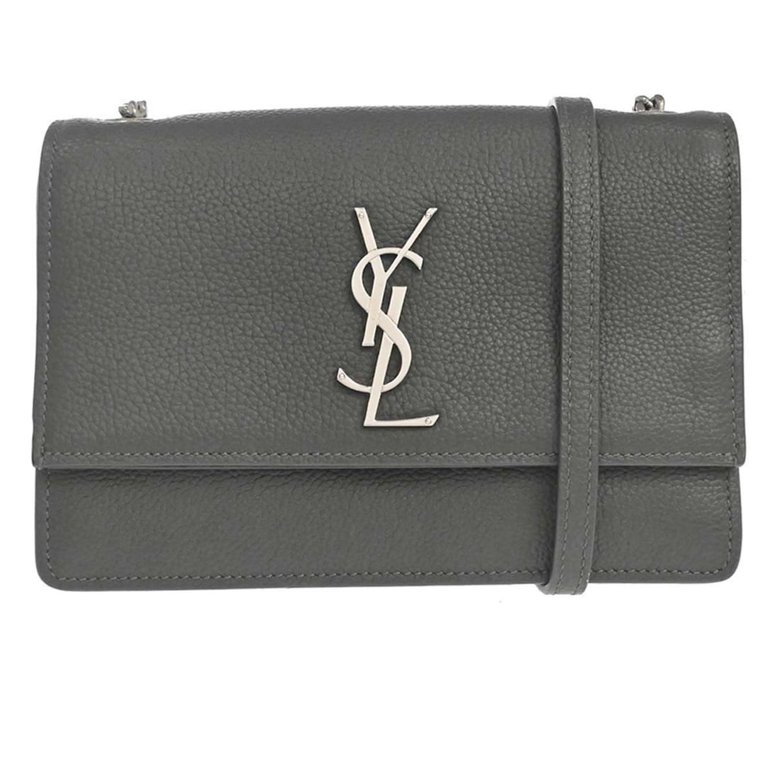 Saint Laurent Sunset Mini Gray Leather Chain Shoulder Bag