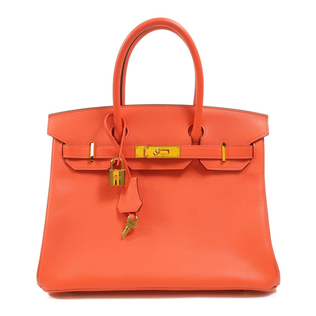 Hermes Birkin 30 Epsom Calfskin Handbag Rose Jaipur GHW: Hermes Birkin 30 Epsom Calfskin Handbag Rose Jaipur GHW Hermes Birkin 30 handbag in Epsom leather and calfskin (cowhide), presented in Rose Jaipur x Red x Rose Jaipur. It features belt hardware, an in