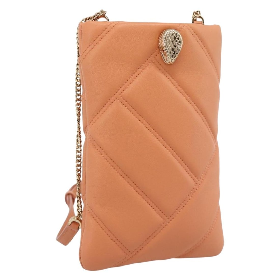 BVLGARI Orange Leather Shoulder Bag with Dust Bag Italy: BVLGARI Orange Leather Shoulder Bag with Dust Bag Italy A BVLGARI shoulder bag crafted in leather with an orange and gold color combination. It comes with a dust bag and was made in Italy. The bag is 