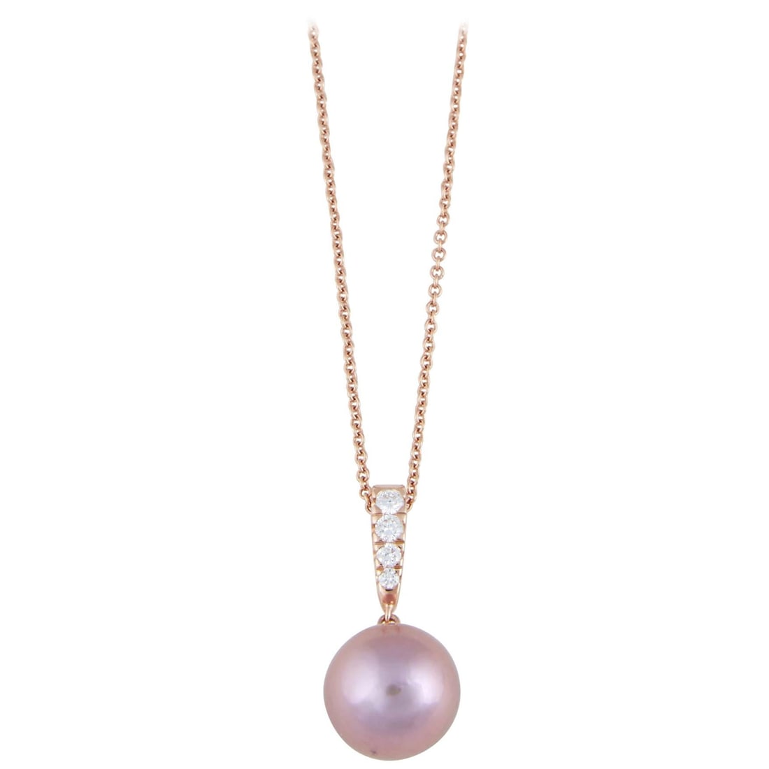 Harbor Diamonds Rose Gold Pendant with Pink Freshwater Pearl and 4 Diamonds