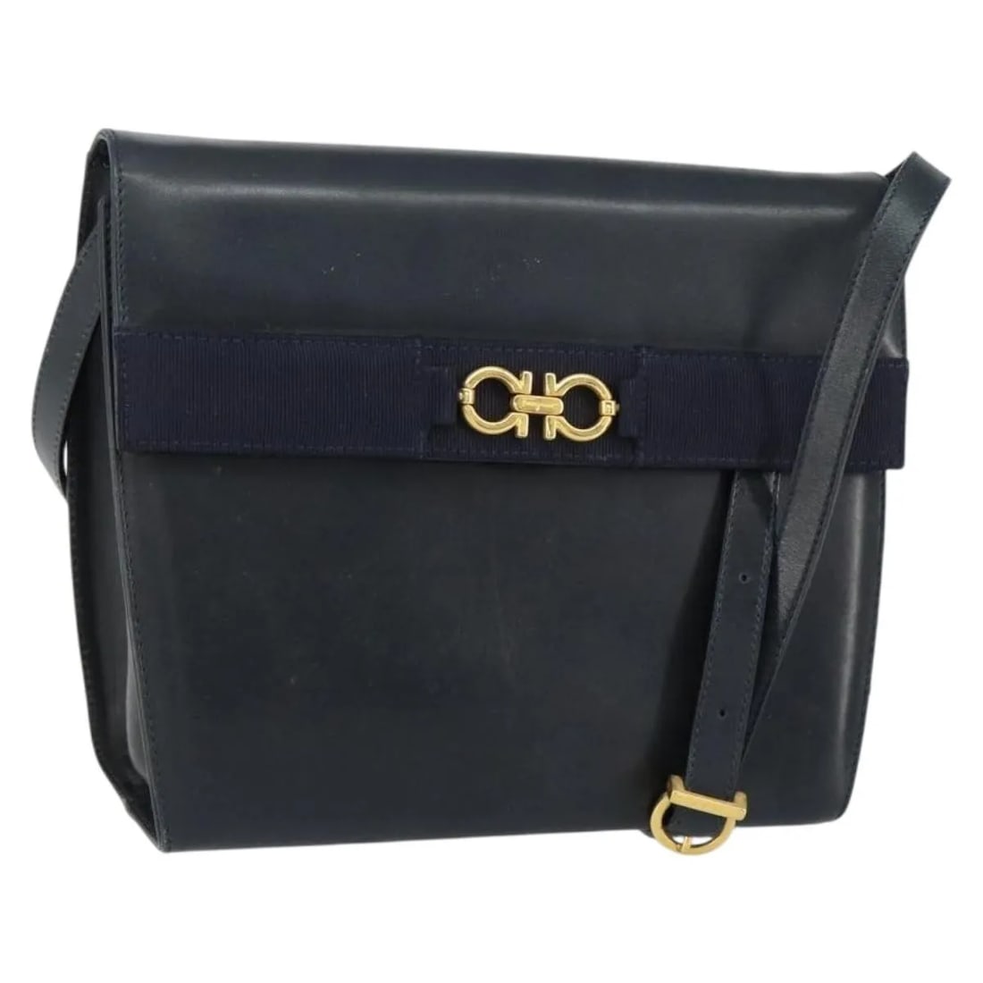 Black Leather Shoulder Bag Salvatore Ferragamo Gancini