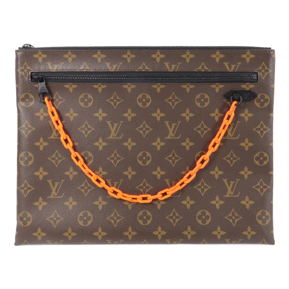 Louis Vuitton M44484 Pochette A4 Monogram Clutch in Brown Canvas: Louis Vuitton M44484 Pochette A4 Monogram Clutch in Brown Canvas Louis Vuitton LV Pochette A4 handbag clutch bag, model M44484, in Brown monogram PVC coated canvas. It features one outside/inside zip 