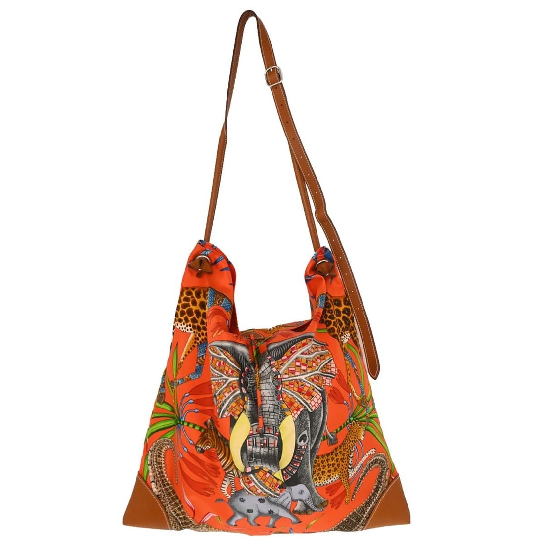 Hermes Silky City 41 Orange Silk and Leather Shoulder Bag: Hermes Silky City 41 Orange Silk and Leather Shoulder Bag Hermes Silky City 41 shoulder bag in orange with a silk and Barenia exterior. This large women's shoulder bag is made in France and features a