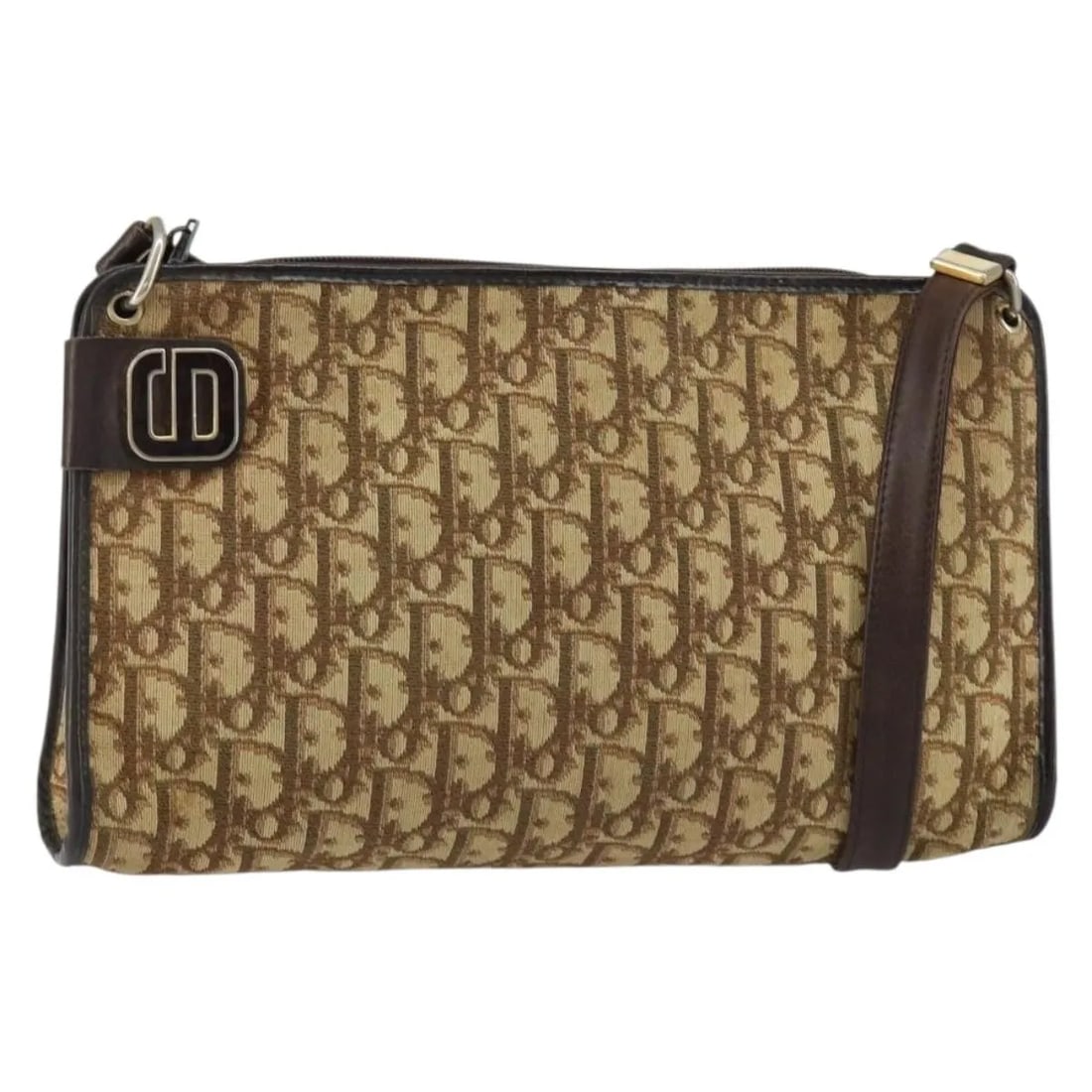 Christian Dior Vintage Trotter Shoulder Bag Beige Canvas: Christian Dior Vintage Trotter Shoulder Bag Beige Canvas This pre-owned Christian Dior Vintage Trotter shoulder bag for women features beige canvas construction with leather accents. It measures 30cm 