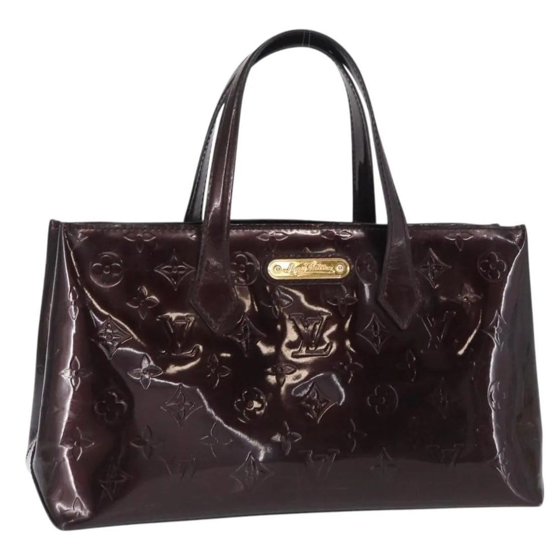 Burgundy Patent Leather Louis Vuitton Wilshire Purse 31cm