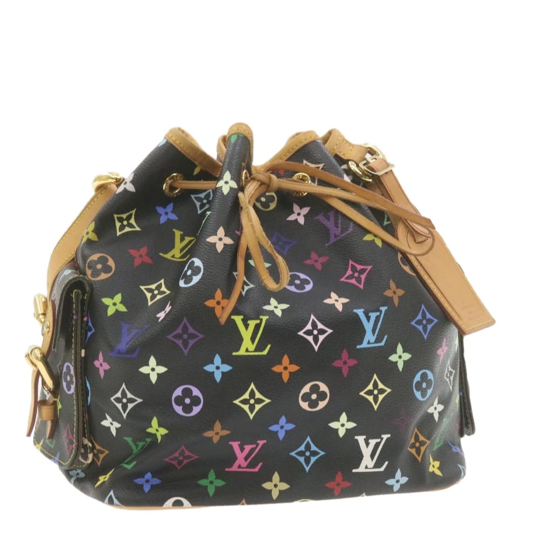 Louis Vuitton M42230 Noe Shoulder Bag Monogram Multicolor Canvas Black: Louis Vuitton M42230 Noe Shoulder Bag Monogram Multicolor Canvas Black Louis Vuitton Monogram Multicolor Noe shoulder bag in black Monogram Multicolor Canvas. It includes a name tag accessory and was 