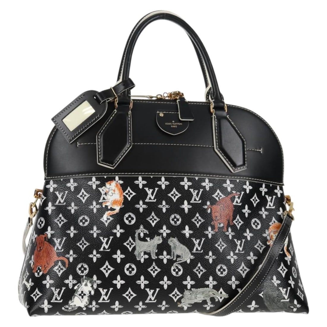 Louis Vuitton M44403 Alma Catgram Monogram Canvas Black Handbag: Louis Vuitton M44403 Alma Catgram Monogram Canvas Black Handbag Louis Vuitton women's handbag in Monogram Canvas with a Monogram/Black exterior color. Made in France, this Alma Soup Hand Bag is identi