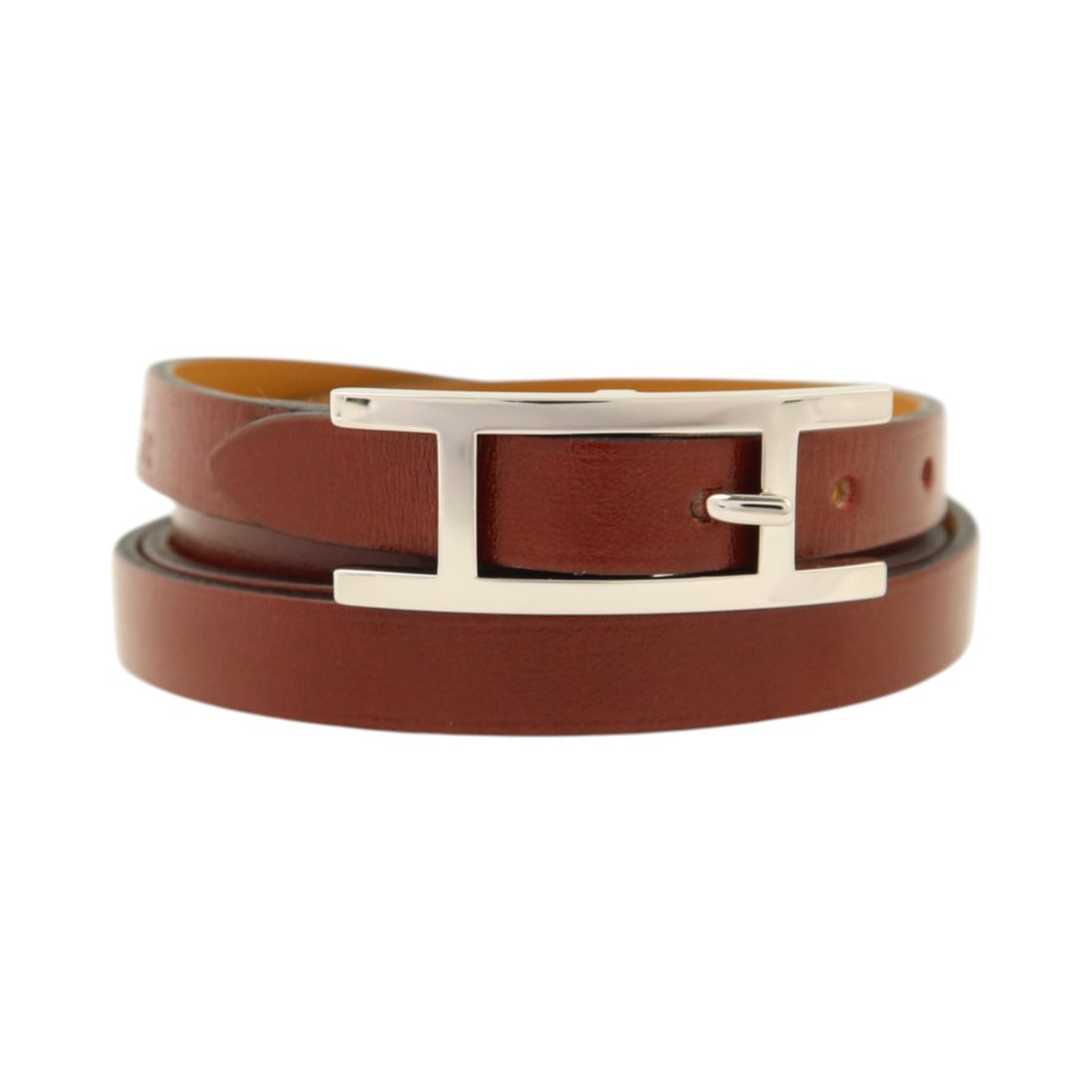 Hermes Hapi 3 Red Box Calf Leather Bracelet Women: Hermes Hapi 3 Red Box Calf Leather Bracelet Women Hermes Hapi 3 bracelet in Rouge H and red, made from box calf leather and calfskin (cowhide). It is a women's regular-size bracelet with no stone, mad