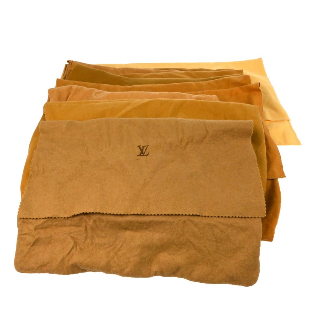 Set of 10 Louis Vuitton cotton dust bags in brown beige: Set of 10 Louis Vuitton cotton dust bags in brown beige Set of 10 Louis Vuitton dust bags in brown and beige 100% cotton. These unisex dustbags show overall signs of use with reasonable wear and tear.
