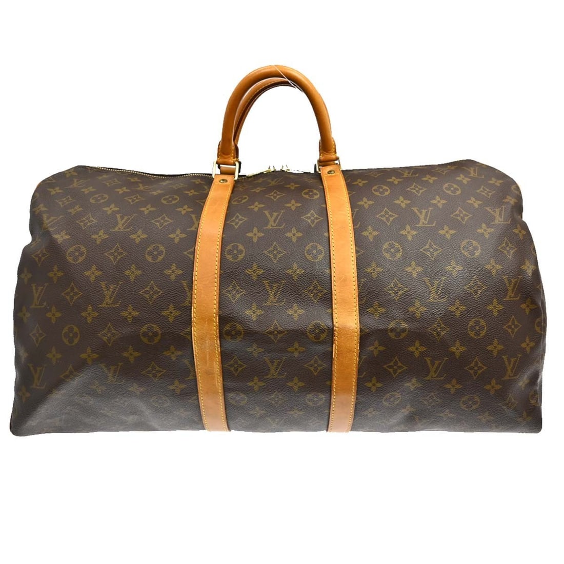 Louis Vuitton Keepall 55 Monogram Canvas Travel Duffle Bag M41424: Louis Vuitton Keepall 55 Monogram Canvas Travel Duffle Bag M41424 Louis Vuitton Keepall 55 travel handbag in Monogram canvas and leather, presented in a vintage style with a zip closure and double han