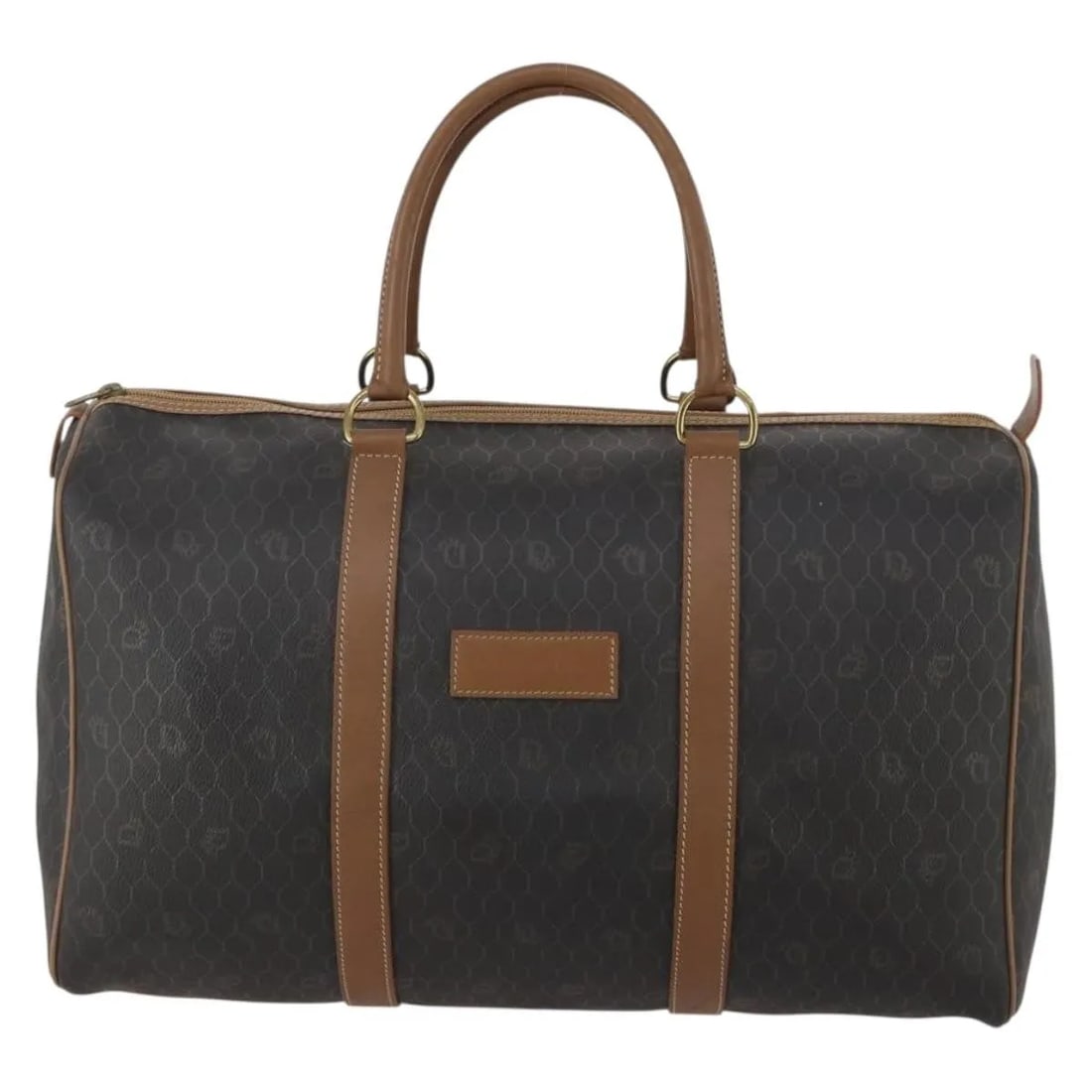 Christian Dior Vintage Honeycomb Boston Bag Black Canvas: Christian Dior Vintage Honeycomb Boston Bag Black Canvas Vintage Christian Dior Honeycomb Boston bag in black canvas with leather trim. This unisex piece is made in France and shows overall good condi