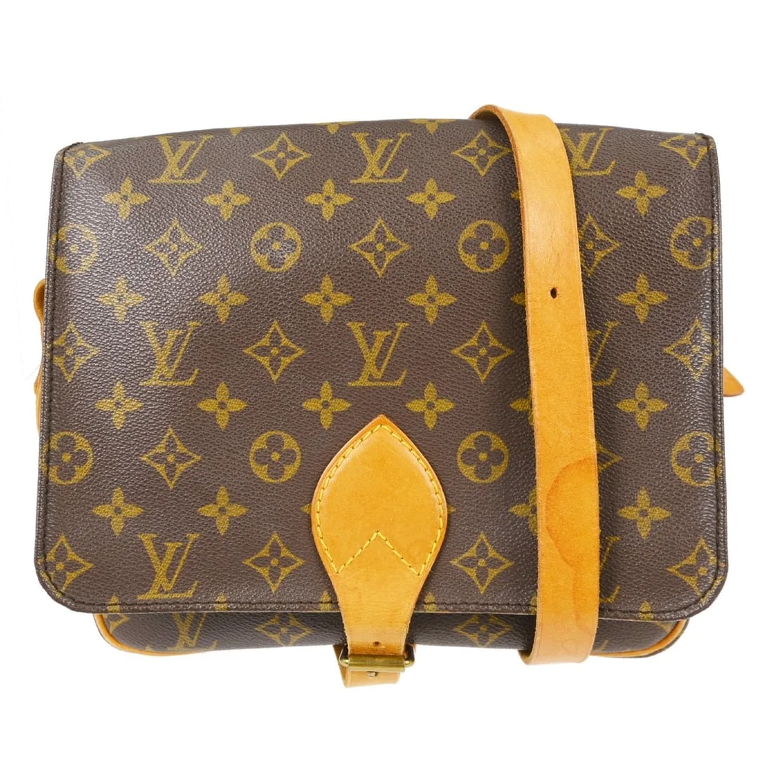 Louis Vuitton Cartouchiere Unisex Monogram Canvas Shoulder Bag: Louis Vuitton Cartouchiere Unisex Monogram Canvas Shoulder Bag Louis Vuitton Cartouchiere shoulder bag in brown monogram canvas. This unisex bag is made in France and remains in good condition with vi
