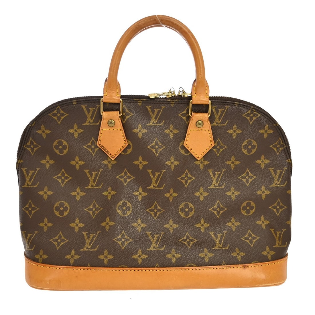 Louis Vuitton Alma M51130 Monogram Canvas Handbag France: Louis Vuitton Alma M51130 Monogram Canvas Handbag France Vintage Louis Vuitton Alma handbag in Monogram canvas with leather details, made in France. It features a zip closure, double handles, a