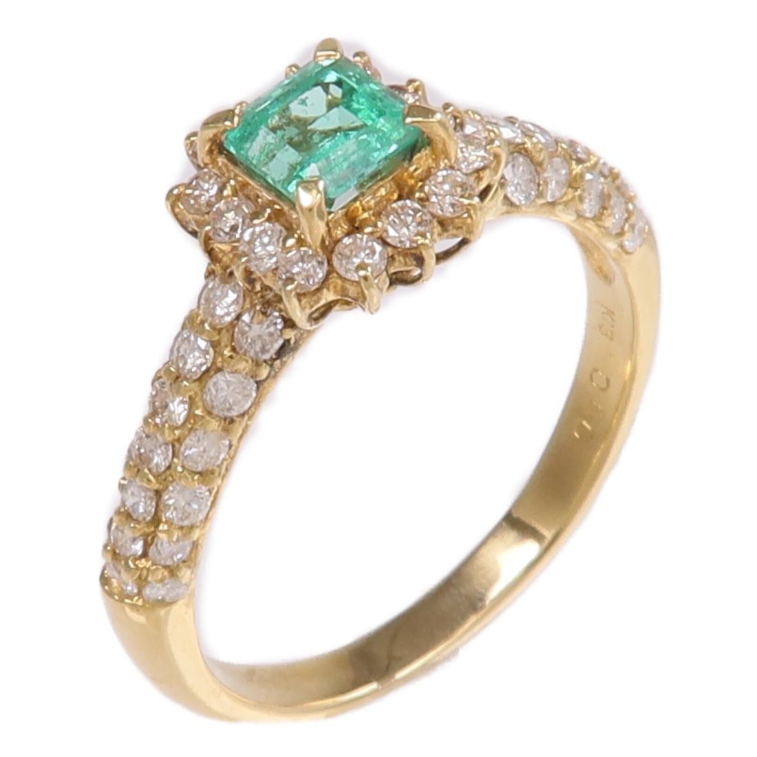 18K Yellow Gold Emerald Diamond Ring Size 8.5 (1 of 8)