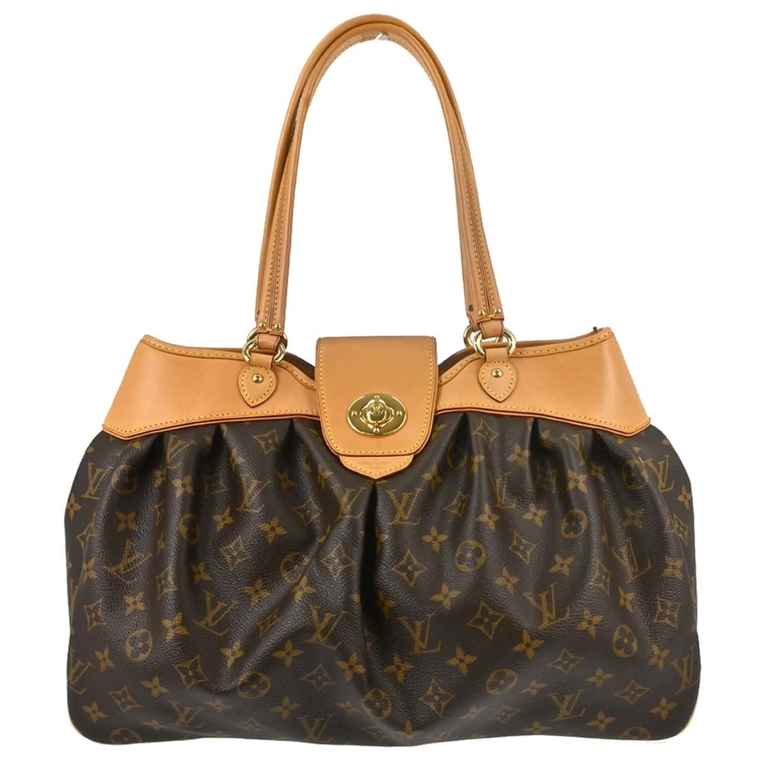 Louis Vuitton Boetie MM Monogram Canvas Tote M45714 Brown: Louis Vuitton Boetie MM Monogram Canvas Tote M45714 Brown Louis Vuitton Monogram Boetie MM Tote Handbag in brown Monogram Canvas and leather, featuring a turn lock closure, double handles, and inner p