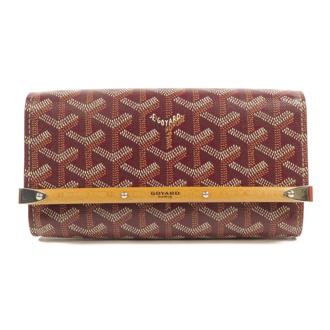 Goyard Monte Carlo Mini Case Long Wallet Red Coated Canvas SHW: Goyard Monte Carlo Mini Case Long Wallet Red Coated Canvas SHW A Monte Carlo Mini Case long wallet from Goyard, made from PVC coated canvas in red. It features a hook button closure and is presented i