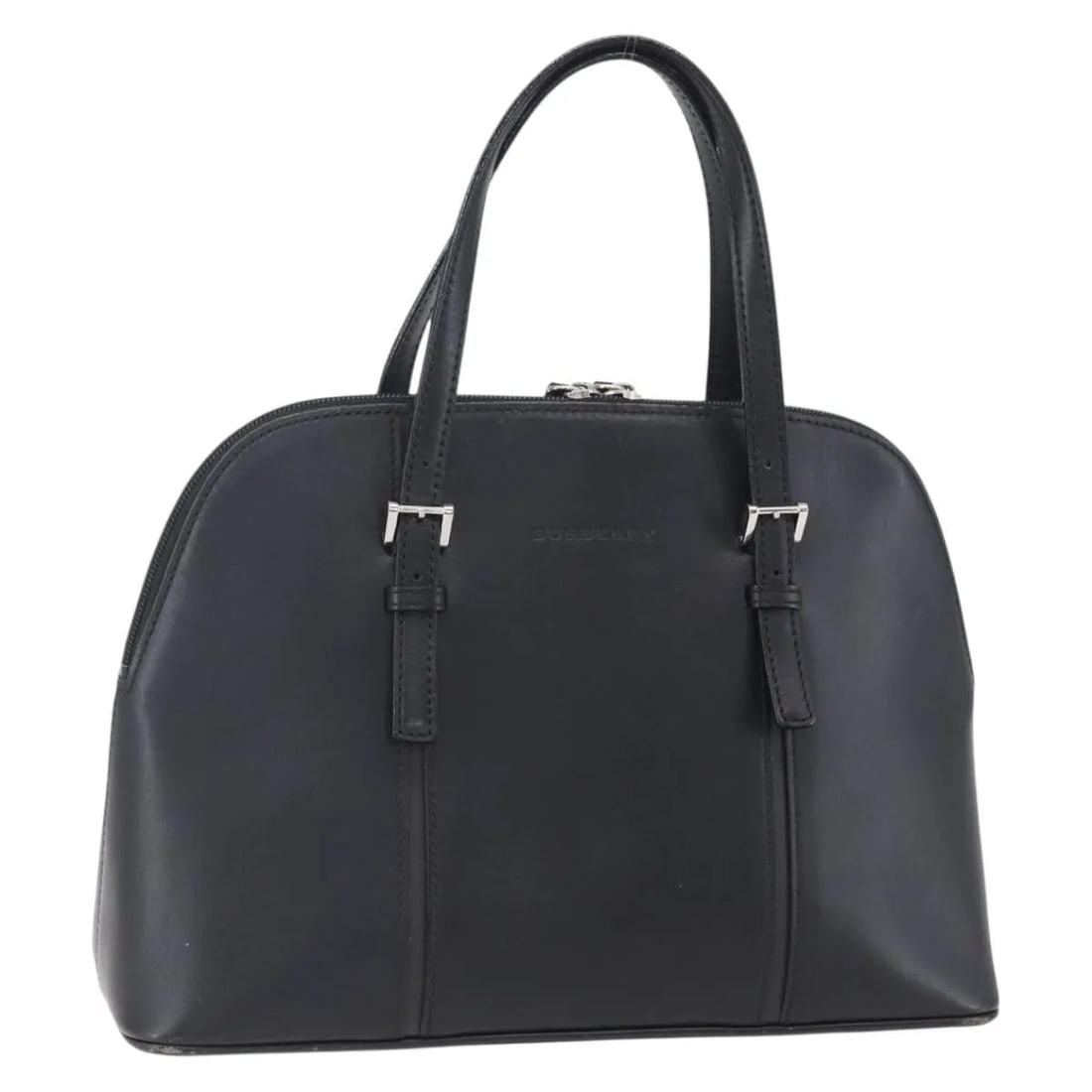 Black Leather Handbag Burberry Vintage 32cm x 23cm x 12cm: Black Leather Handbag Burberry Vintage 32cm x 23cm x 12cm This vintage Burberry handbag for women is crafted from black leather and features metal fittings. It shows typical signs of use including min