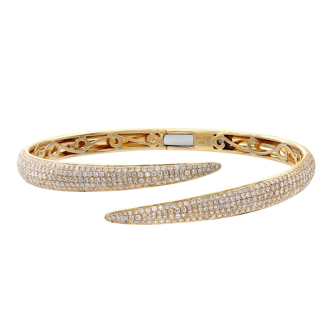 Rachel Koen 18K Yellow Gold Pave Set Diamond Bangle Bracelet 2.70ctw: Rachel Koen 18K Yellow Gold Pave Set Diamond Bangle Bracelet 2.70ctw Elevate your accessory collection with this exquisite pave set round cut diamond bangle bracelet by Rachel Koen. Crafted from luxur