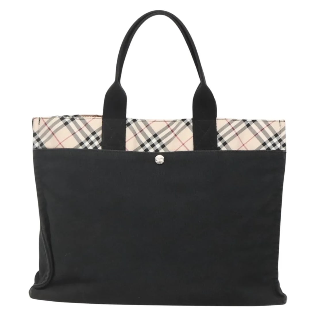 Burberry Canvas Tote Bag with Nova Check Pattern Black: Burberry Canvas Tote Bag with Nova Check Pattern Black This Burberry Nova Check Tote features the signature canvas check pattern in black, designed for women. Crafted from durable canvas, the tote off