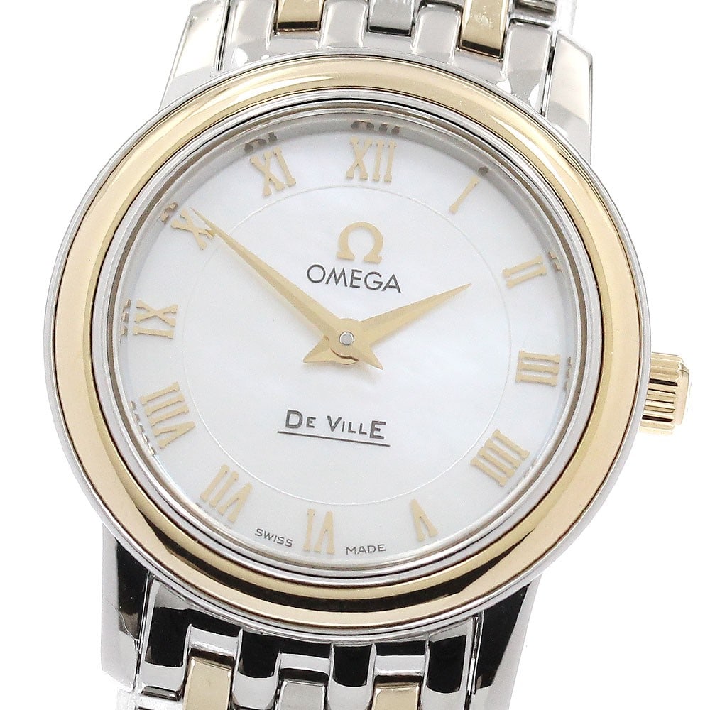 OMEGA De Ville 4370.71 Ladies Quartz Wristwatch SS YG: OMEGA De Ville 4370.71 Ladies Quartz Wristwatch SS YG An OMEGA De Ville ladies wristwatch, reference 4370.71, with a quartz movement and a white mother-of-pearl dial. It features a stainless steel and