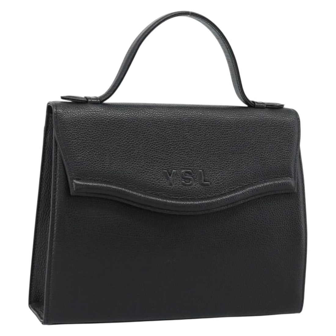 Saint Laurent Black Leather Handbag Gold Tone Hardware Auth 186323A: Saint Laurent Black Leather Handbag Gold Tone Hardware Auth 186323A Saint Laurent leather hand bag in black and gold. The bag measures approximately W27 cm x H20 cm x D7 cm, with a handle drop of appr