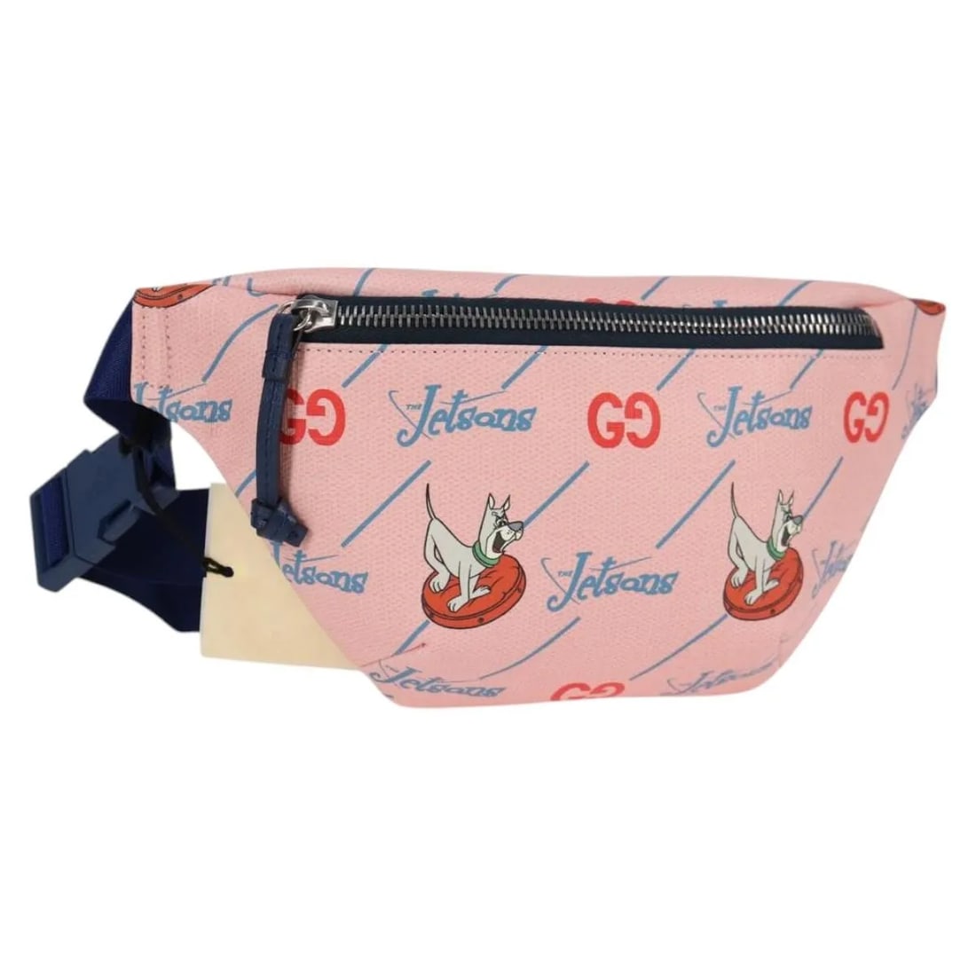 Pink PVC Gucci Waist Bag for Girls Featuring The Jetsons Design: Pink PVC Gucci Waist Bag for Girls Featuring The Jetsons Design This Gucci children's belt bag features a pink PVC construction designed for girls. It is a pre-owned item in excellent condition, showi
