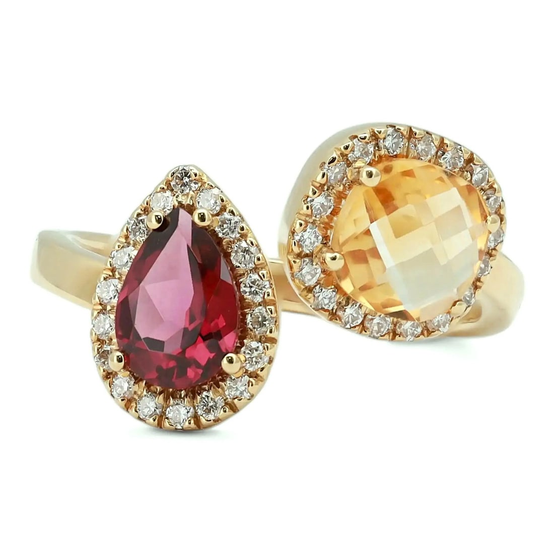 Salvini 18k Yellow Gold Wrap Ring With Citrine and Diamond Accents Size 6.25: Salvini 18k Yellow Gold Wrap Ring With Citrine and Diamond Accents Size 6.25 This Salvini open wrap ring is expertly crafted in 18k yellow gold and features a striking combination of gemstones. One en