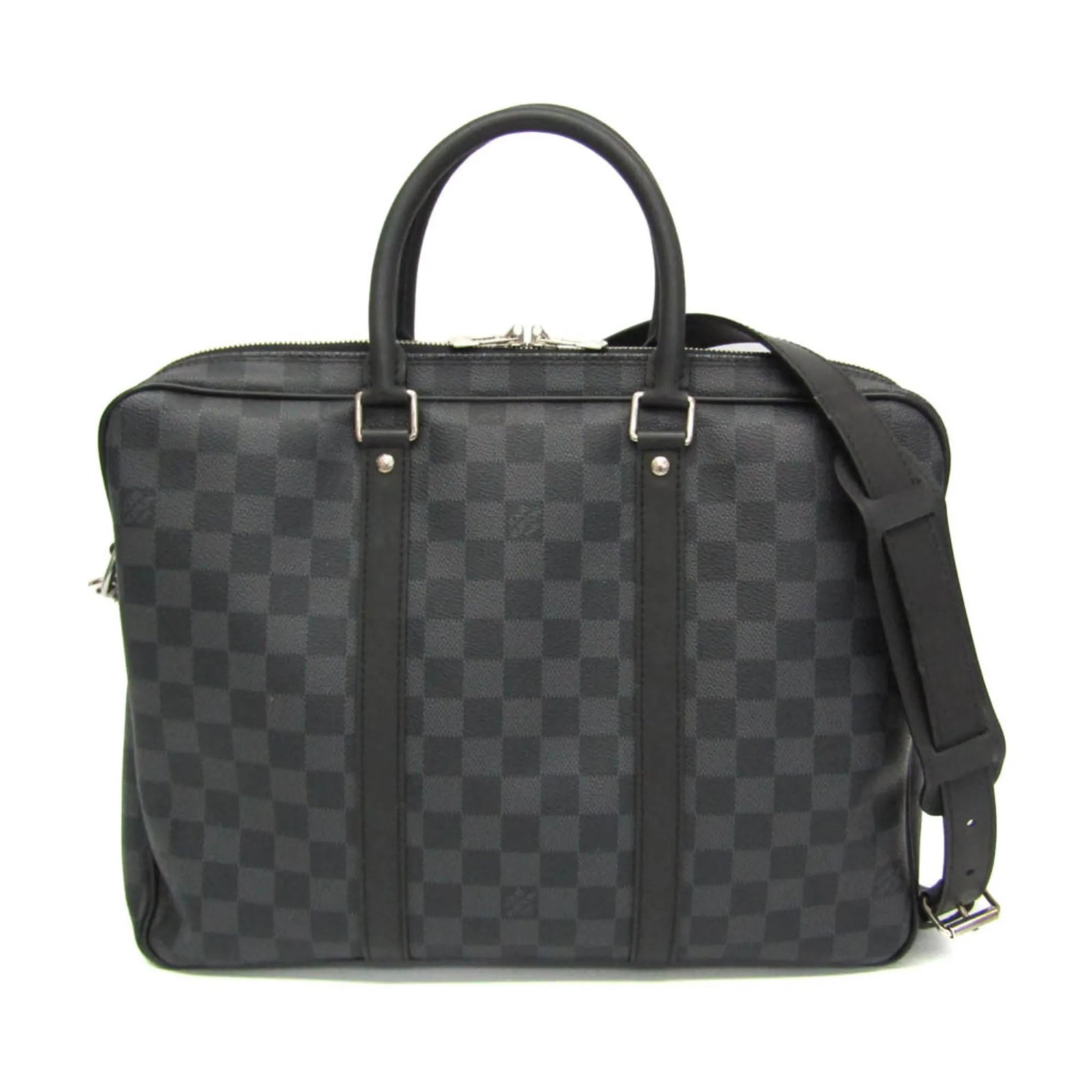 Louis Vuitton Porte-Documents Voyage canvas briefcase black: Louis Vuitton Porte-Documents Voyage canvas briefcase black Louis Vuitton Porte-Documents Voyage Damier briefcase in black canvas, designed as a unisex accessory. Made in France, it measures 36 cm wid