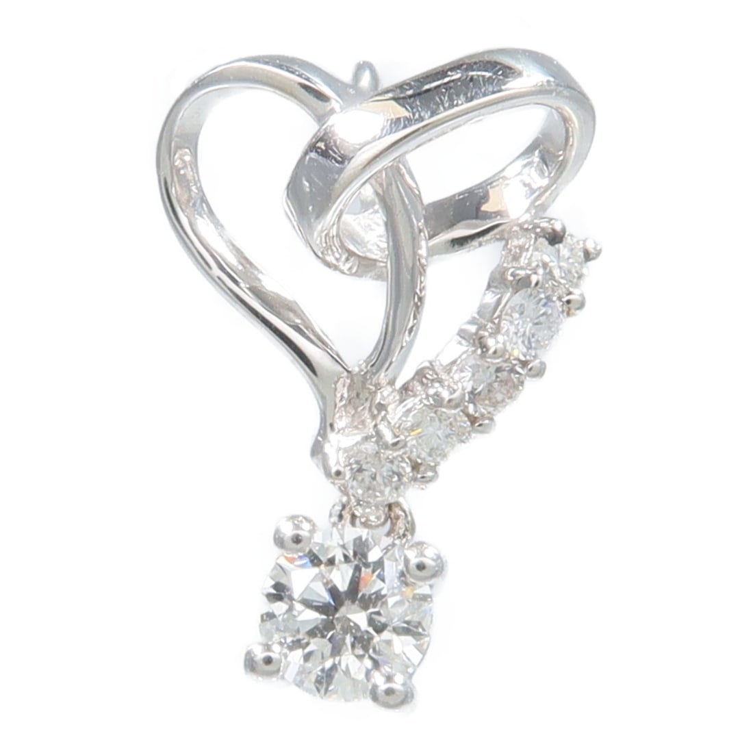 18K White Gold Diamond Pendant Top 0.33ct Clear Stone: 18K White Gold Diamond Pendant Top 0.33ct Clear Stone Diamond pendant top in 18K white gold with clear diamond accents. The piece is described as K18WG (white gold) x diamond, with a total diamond wei