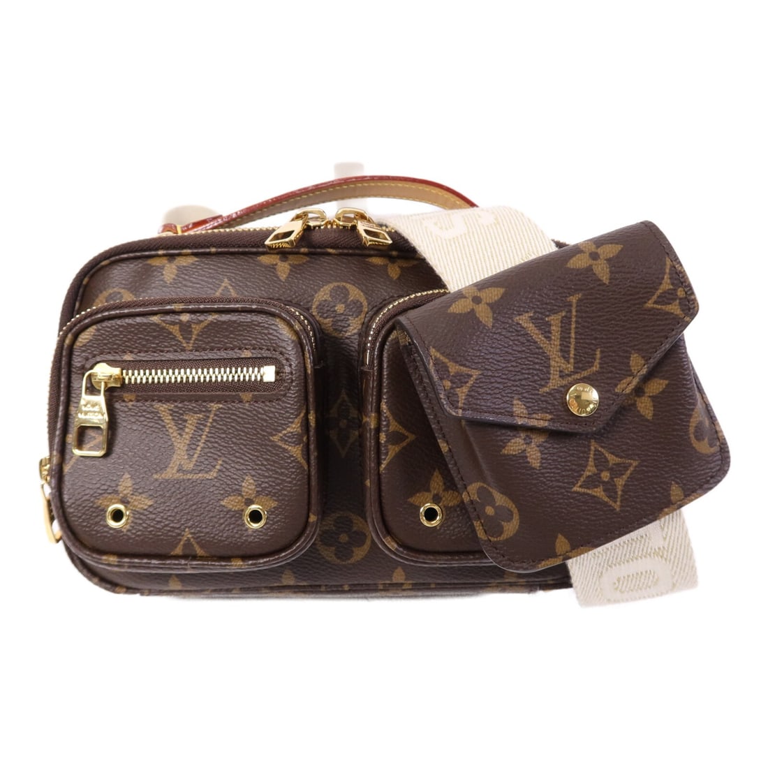 Louis Vuitton Utility M80446 Monogram 2 Way Shoulder Handbag Brown: Louis Vuitton Utility M80446 Monogram 2 Way Shoulder Handbag Brown A Louis Vuitton Utility 2 Way Shoulder Bag in brown Monogram x PVC coated canvas, model M80446. It features a fastener closure, three