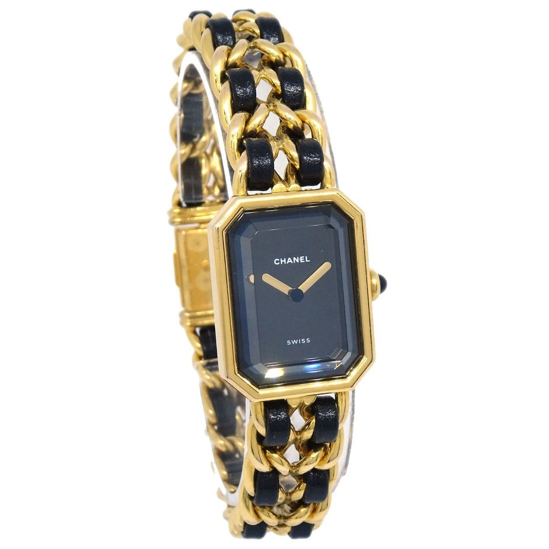 CHANEL Premiere #XL Women's Quartz Wristwatch Gold Plated Swiss Made: CHANEL Premiere #XL Women's Quartz Wristwatch Gold Plated Swiss Made Chanel Premiere #XL wristwatch with a quartz movement and analog display. This women's watch features a black and gold color scheme