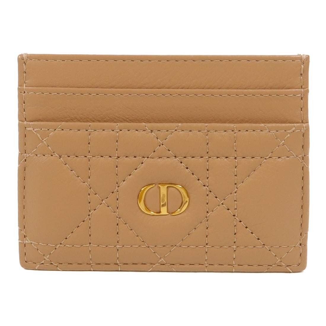 Dior Caro Freesia Beige Calfskin Card Holder S5130UWHC: Dior Caro Freesia Beige Calfskin Card Holder S5130UWHC A Christian Dior Caro Freesia card holder in beige and dark beige calfskin leather. It features space for five cards and is presented in very goo