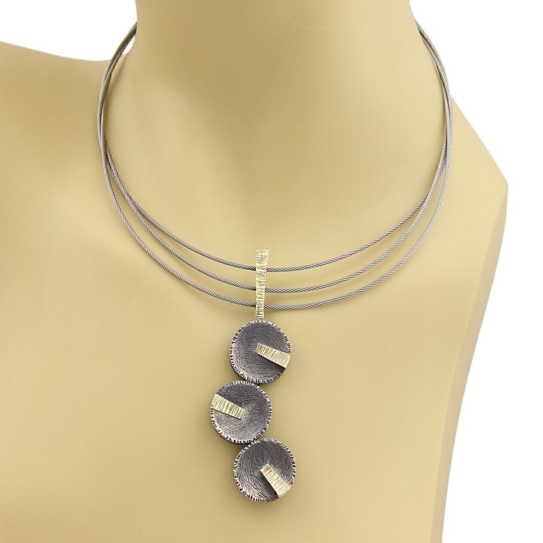 Davide Bigazzi Sterling Silver Lariat Necklace with Triple Cable Pendant (1 of 6)